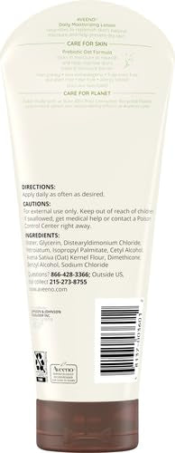 Aveeno Daily Moisturizing Body Lotion, Body Lotion for Dry Skin with Prebiotic Oat, Paraben Free, Fragrance Free, Non-Greasy, Non-Comedogenic Moisturizer, 8 FL OZ