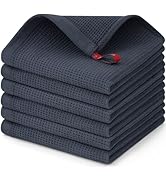 Homaxy 100% Cotton Waffle Weave Kitchen Dish Cloths, Ultra Soft Absorbent Quick Drying Dish Towels, 12 x 12 Inches, 6-Pack, Dark Grey