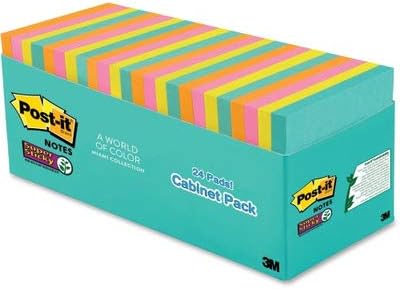Post-it Super Sticky Notes, 24 Sticky Note Pads, 3 x 3 in., School Supplies, Office Products, 2X the Sticking Power, Supernova Neons Collection