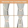 KLOGTSIND Magnetic Curtain Tiebacks, Curtain Holdbacks for Curtains 2 Pack, Wood Bead Curtain Holders for Boho Bedroom Decor, Baby Nursery Decor, Farmhouse Decor