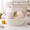 JMvicyroam Woven Basket,Small Rope Storage Bin with Handles & Ribbon Bag, Organizer for Shelves Closets,Gift Basket Empty for Birthday,Books,Dog Toys,White