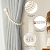 KLOGTSIND Magnetic Curtain Tiebacks, Curtain Holdbacks for Curtains 2 Pack, Wood Bead Curtain Holders for Boho Bedroom Decor, Baby Nursery Decor, Farmhouse Decor