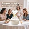 JMvicyroam Woven Basket,Small Rope Storage Bin with Handles & Ribbon Bag, Organizer for Shelves Closets,Gift Basket Empty for Birthday,Books,Dog Toys,White