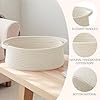 JMvicyroam Woven Basket,Small Rope Storage Bin with Handles & Ribbon Bag, Organizer for Shelves Closets,Gift Basket Empty for Birthday,Books,Dog Toys,White