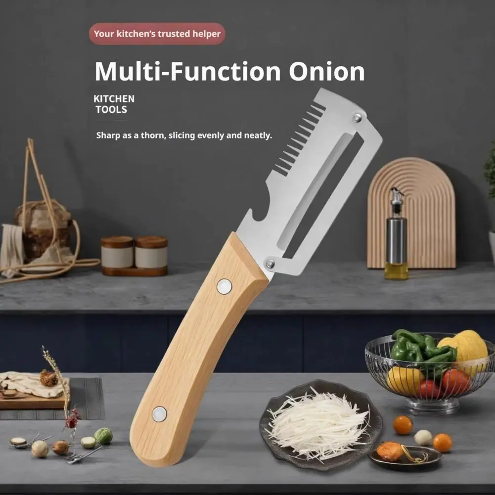 5-in-1 Serrated Peeling Knife Premium Vegetable Peeler With Wooden Handle And Bottle Opener Kitchen Tool