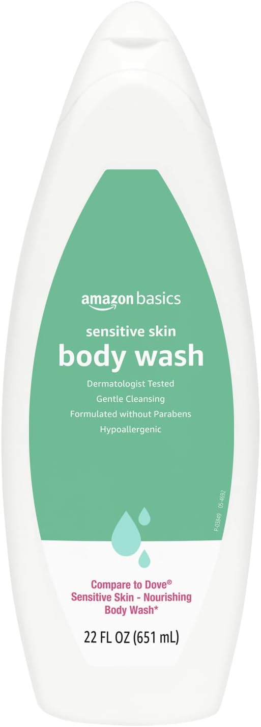 Amazon Basics Hypoallergenic Body Wash for Sensitive Skin, Creamy Lather, Paraben Free, 22 fl oz (1-Pack)