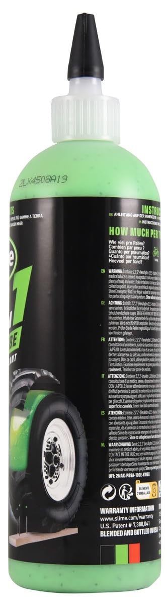 Slime 10193 Tire and Tube Sealant Puncture Repair Sealant, 2-in-1, Premium, Prevent and Repair, Suitable for Non-Highway Tires and Tubes, Non-Toxic, Eco-Friendly, 16oz Bottle