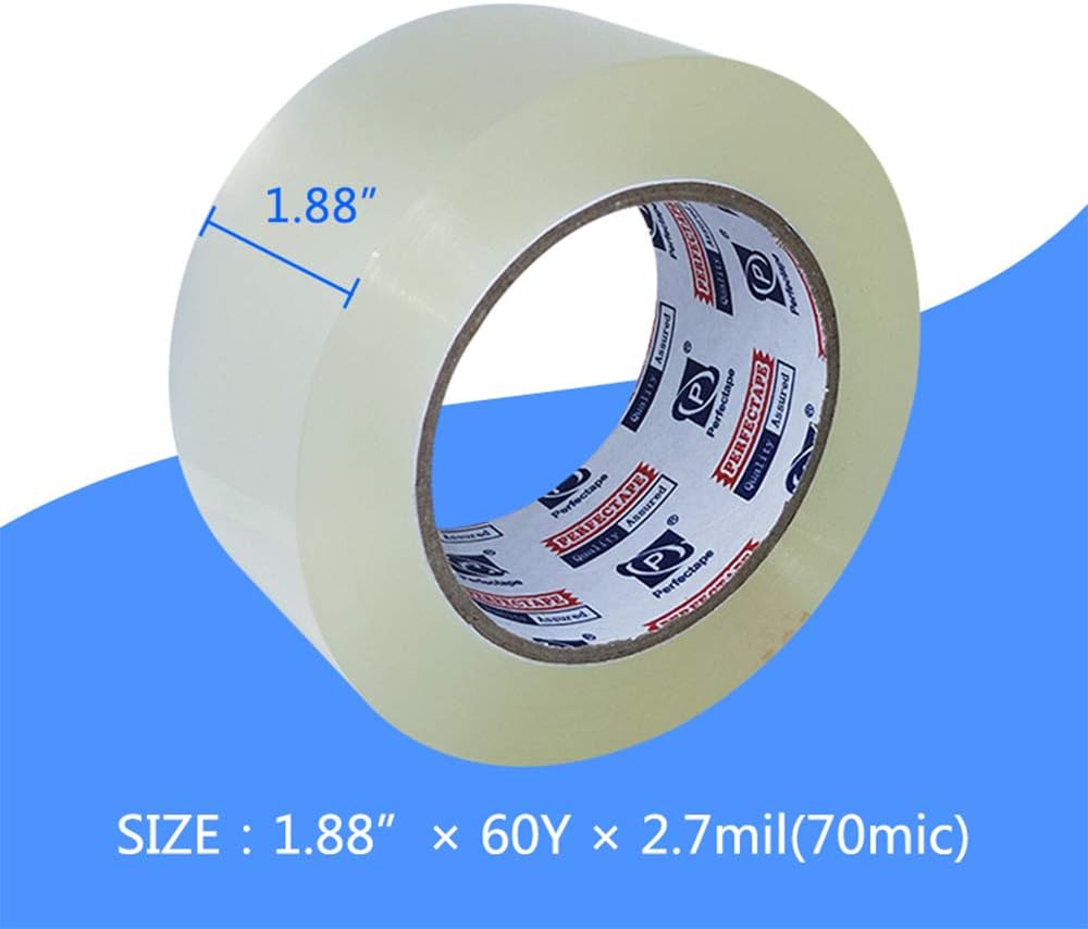 P PERFECTAPE Heavy Duty Packing Tape 6 Rolls, Total 360Y, Clear, 2.7 mil, 1.88 inch x 60 Yards, Ultra Strong, Refill for Packaging and Shipping
