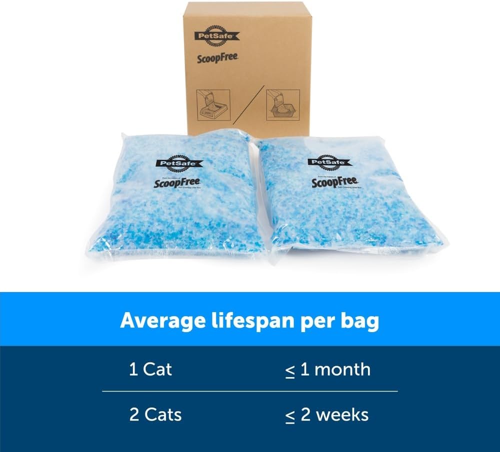PetSafe ScoopFree Premium Crystal Cat Litter - Outperforms Clay Litter - Refill Packs - Reusable Tray Compatible - Fresh Scent - 4.3 lb Bags - 2 Pack