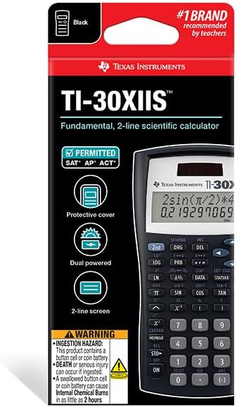 Texas Instruments TI-30XIIS Scientific Calculator, Black with Blue Accents (30XIIS/TBL/1L1/BK)