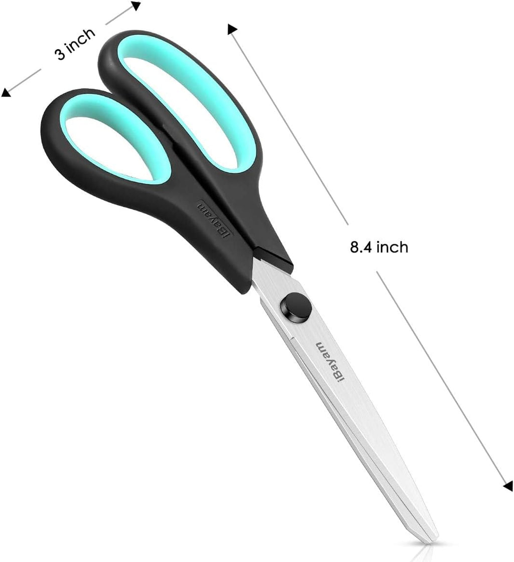 iBayam 3-Pack 8" Heavy Duty Scissors with Ultra Sharp Blades and Comfort Grip Handles - For Office, Home, School, Sewing, and Crafts