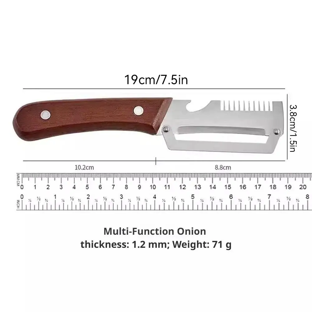 5-in-1 Serrated Peeling Knife Premium Vegetable Peeler With Wooden Handle And Bottle Opener Kitchen Tool