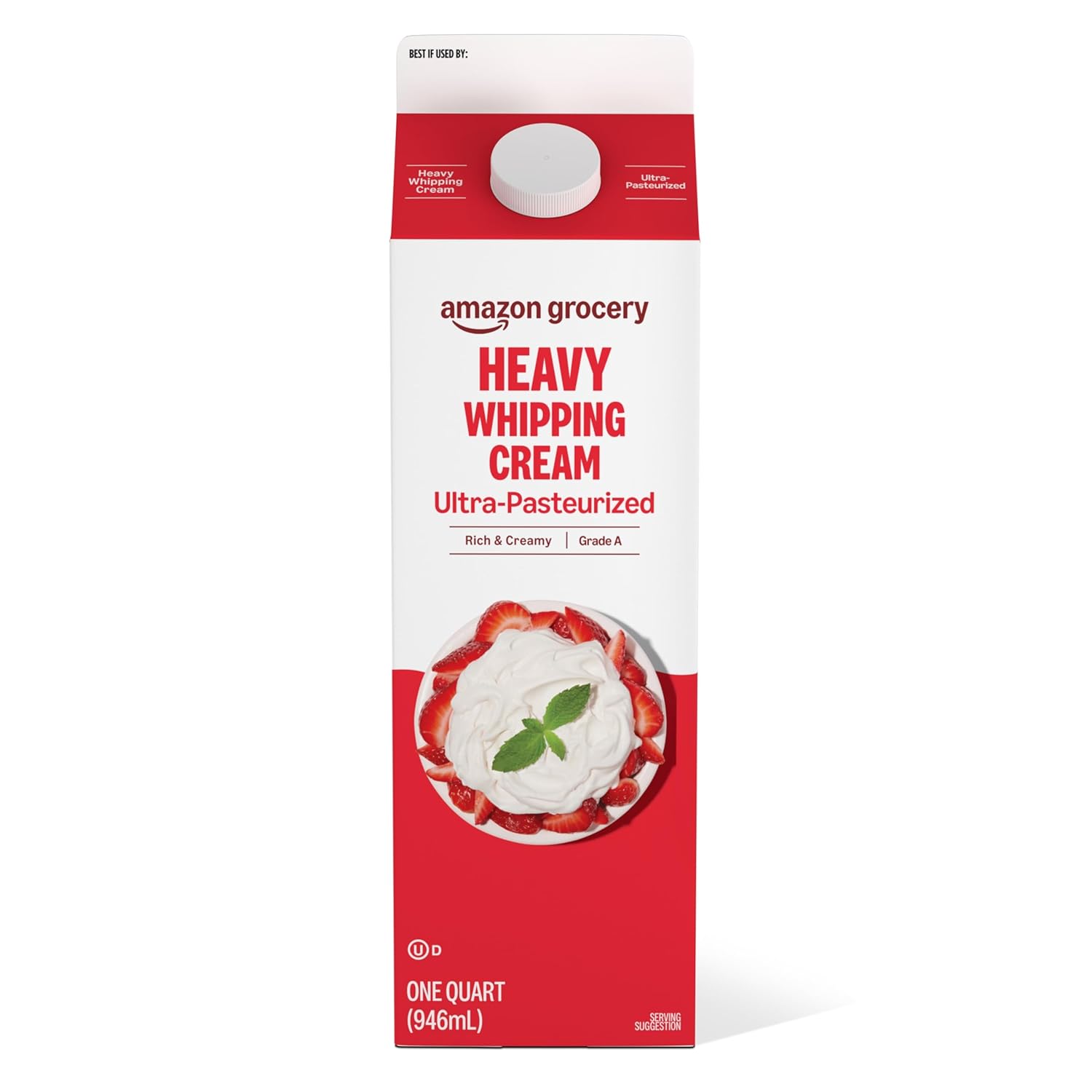 Amazon Grocery, Heavy Whipping Cream, Ultra-Pasteurized, 32 Fl Oz