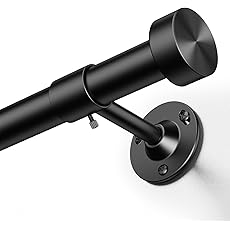 YaFex Curtain Rods 32-144 Inch, Heavy Duty 1 Inch Adjustable Curtain Rod for Windows, Black Extra Long Window Treatment Rods, Modern Design, Easy Installation