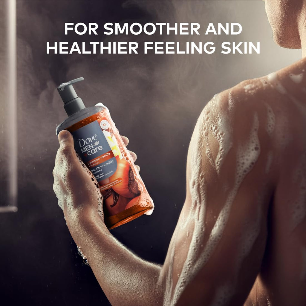 DOVE MEN Moisturizing Body Wash | #1 Dermatologist Body Wash for Men, Sulfate Free, Paraben Free, & Dye Free | Bourbon Vanilla + Hazelnut, 26oz