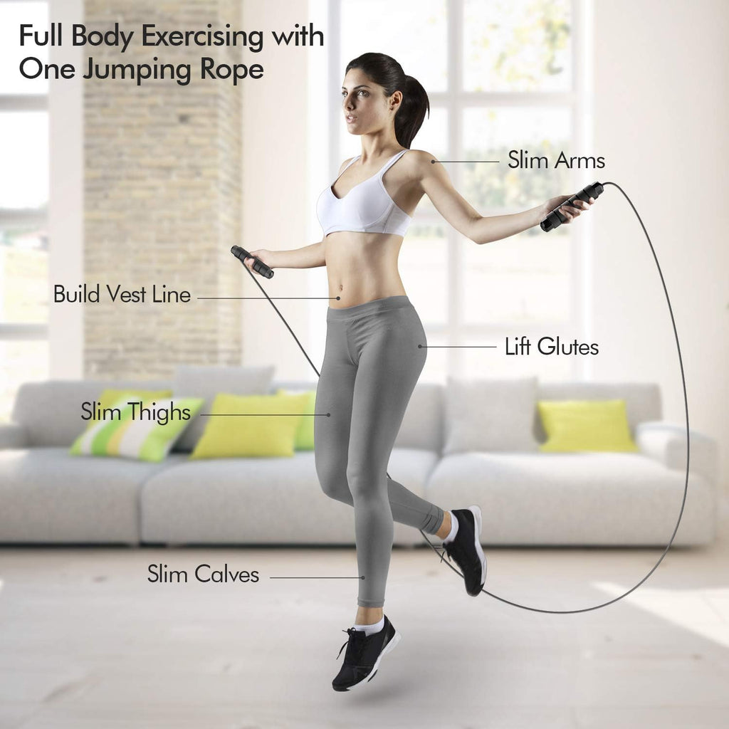 Jump Rope, Tangle-Free Rapid Speed Jumping Rope Cable with Ball Bearings for Women, Men & Kids, Adjustable Steel Jump Rope with Foam Handles for Home Gym Exercise Fitness Workout Equipment & Slim Body