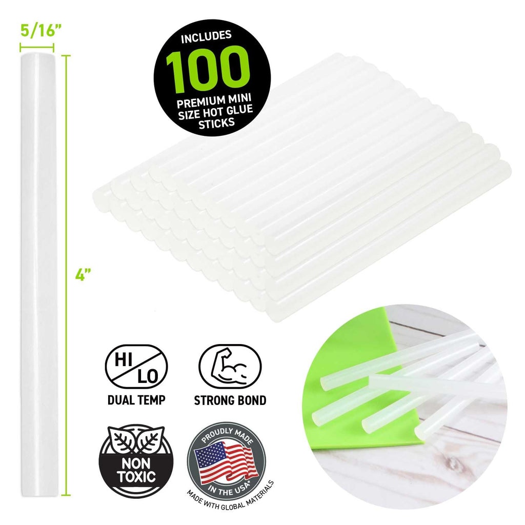 Surebonder DT-100 Mini Size Hot Glue Sticks for Glue Guns 0.27 in. Diameter, 4 in. Length - All Purpose, All Temperature - Great for DIY, Arts, and Crafting - 100 Pack, Clear