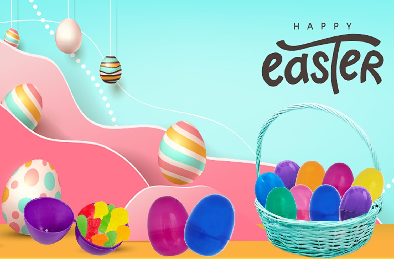The Dreidel Company Fillable Easter Eggs 50-Pack with Hinge Bulk Colorful Bright Plastic Easter Eggs, Perfect for Easter Egg Hunt, Suprise Egg, Easter Hunt, 2.25" Assorted Colors (50-Pack)