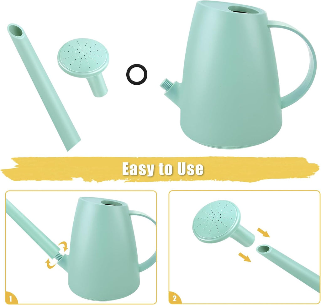 Watering Can for Indoor and Outdoor Plants - Long Spout Water Can for Garden, Flower, House Plants - 1.8L/1/2 Gallon (Green)
