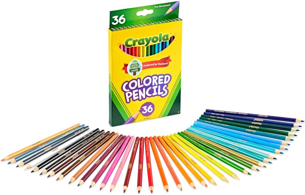 Crayola Colored Pencils (36ct), Kids Pencil Set, Pre-Sharpened Coloring Book Pencils for Kids & Adults, Arts & Crafts Supplies, Coloring Gift, Ages 3+