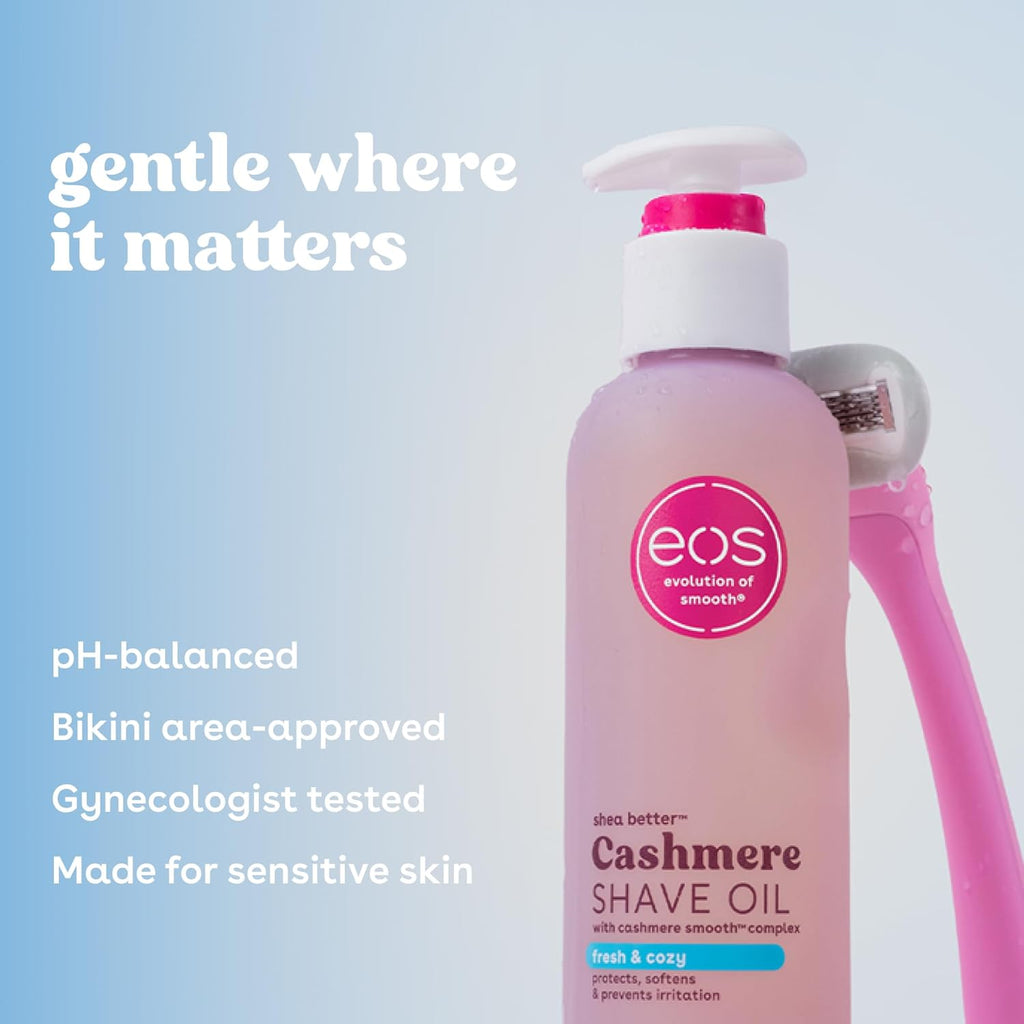 eos Cashmere Shave Oil – Fresh & Cozy, Moisturizing Shave Oil with Shea Butter & Glycerin, Helps Prevents Irritation & Razor Burn, Vegan, 6 fl oz