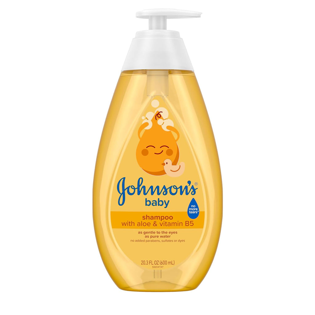 Johnson's Baby Shampoo with Aloe Vera & Vitamin B5, Tear Free, Newborn Essentials, No added Parabens & Sulfates, Hypoallergenic, Baby Essentials, 20.3 fl. oz