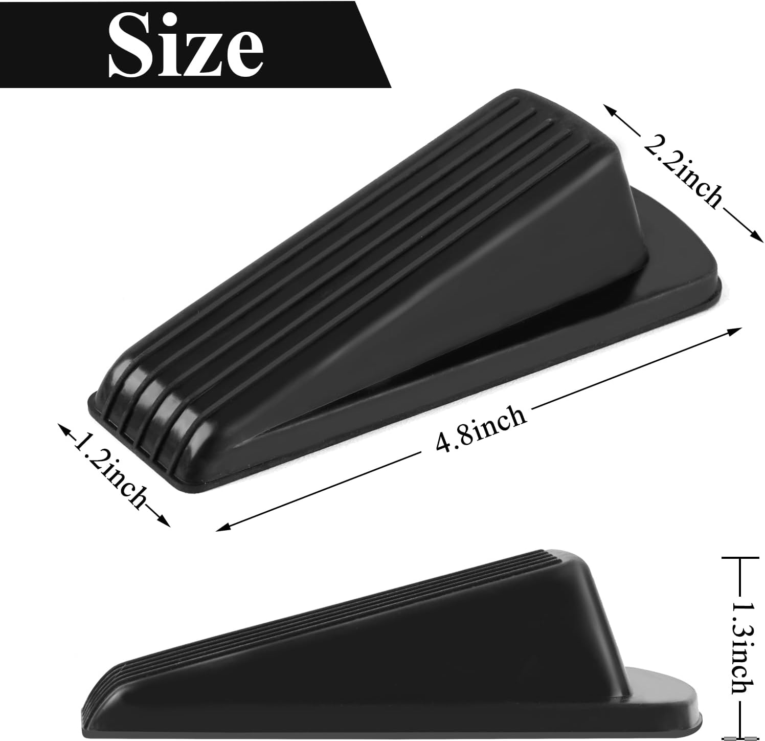 4 Pack Door Stoppers, Rubber for Bottom of Door, Rubber Door Stopper Wedge, Sturdy Stackable Door Stops for Floor