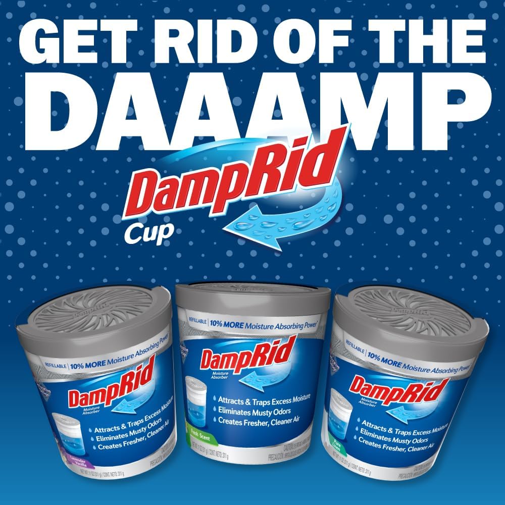 DampRid Refillable Moisture Absorber, 11 oz., 6-Pack - Fresh Scent Moisture Absorbers, 10% More Absorbing Power*, Eliminates Musty Odors for Fresher, Cleaner Air