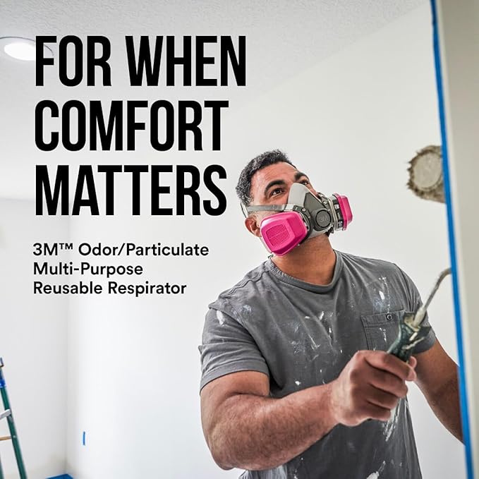 3M P100/OV Odor/Particulate Multi-Purpose Reusable Respirator 65021, NIOSH-APPROVED Organic Vapor Cartridge, Medium