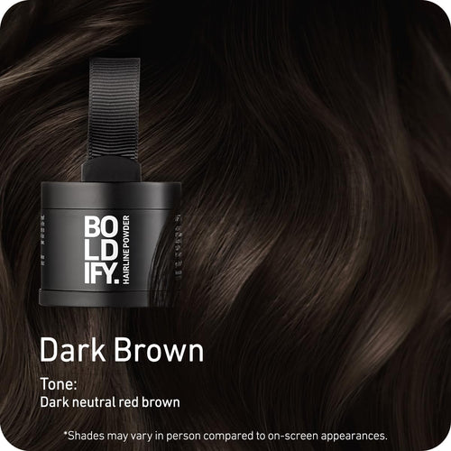 BOLDIFY Hairline Powder - Water-Resistant Root Touch Up Hair Color for Gray Coverage - 24-Hour Stain-Proof, Mess-Free Hair Powder for Thinning Hair - Dark Brown
