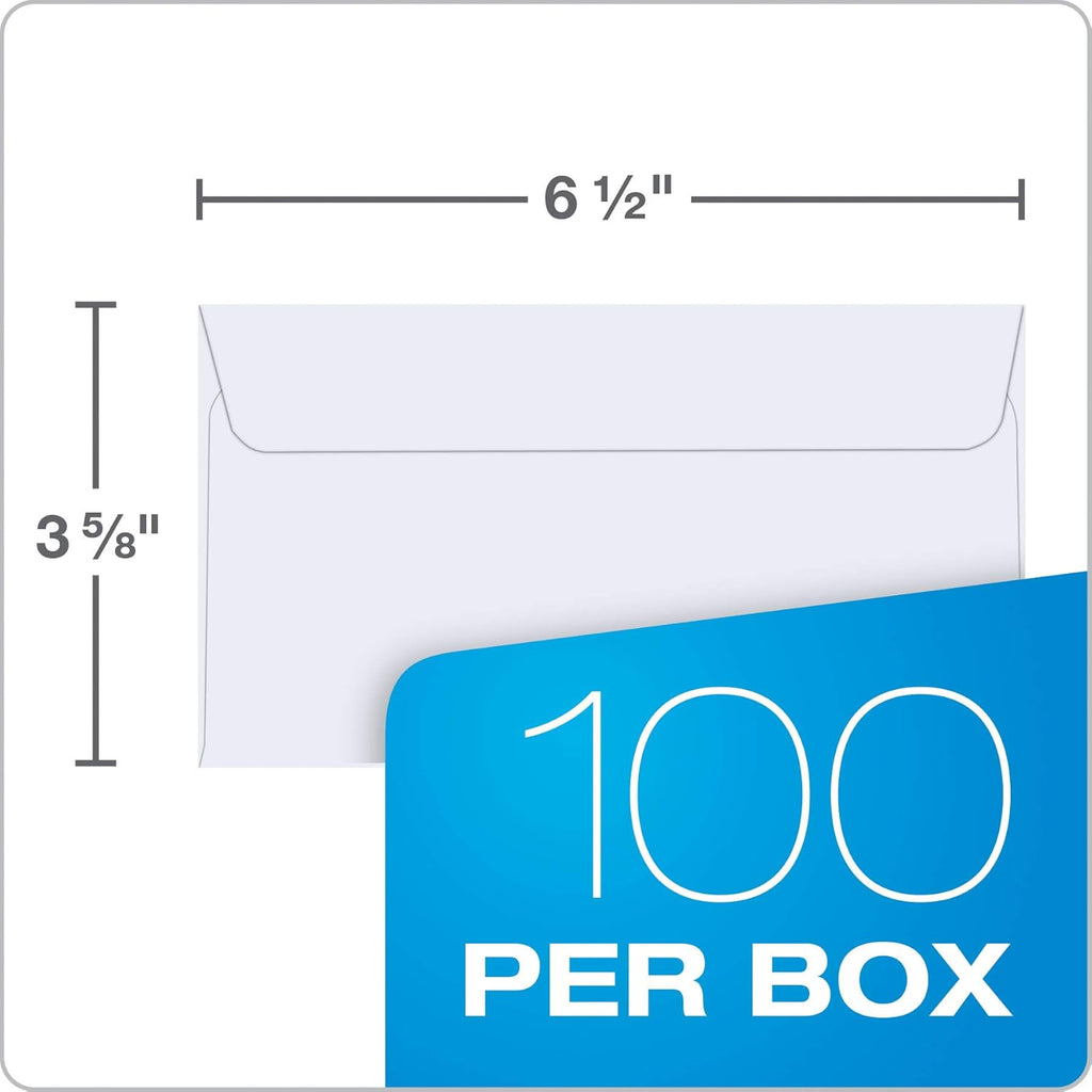 Quality Park #6 3/4 Self-Seal Security Envelopes, Security Tint and Pattern, Redi-Strip Closure, 24-lb White Wove, 3-5/8 x 6-1/2, 100/Box (QUA10417)
