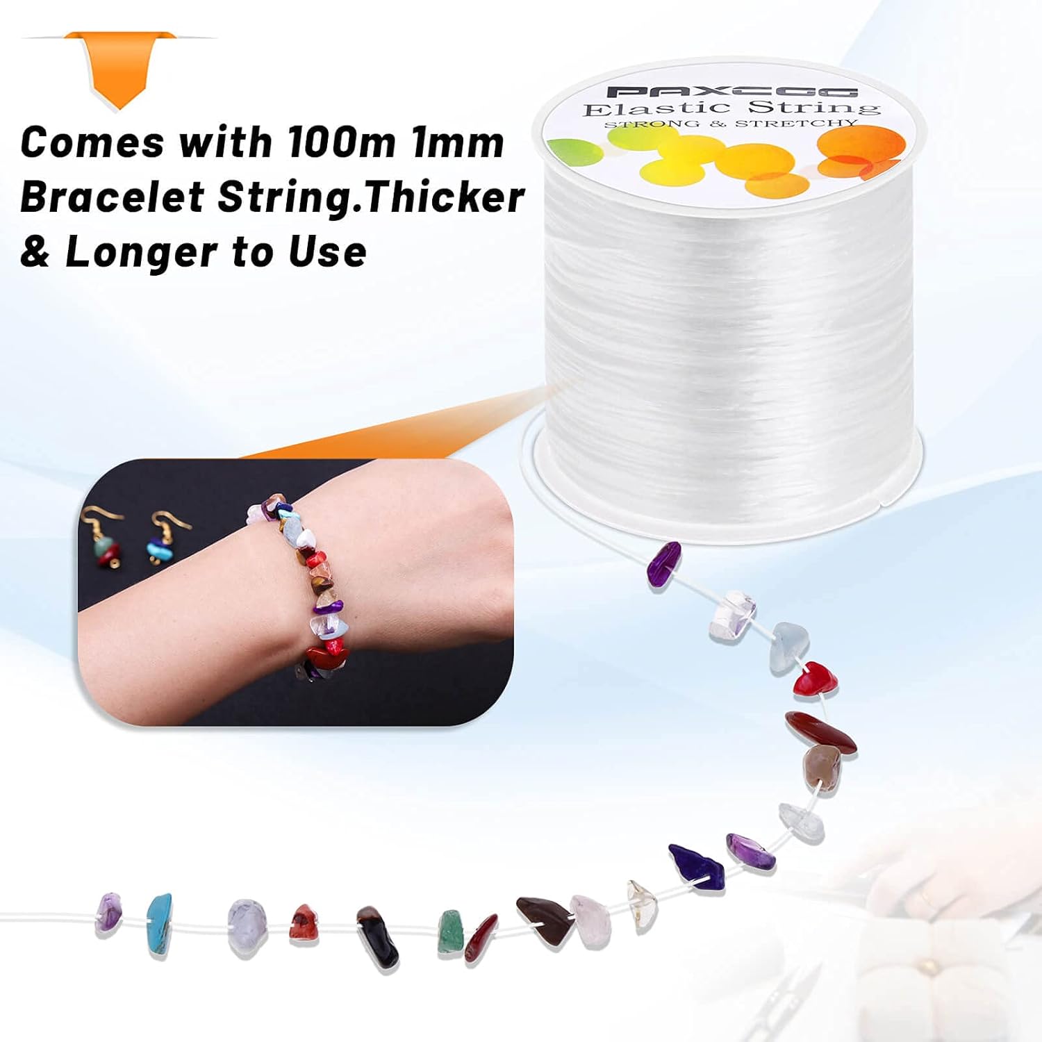 Paxcoo Elastic Bracelet String Cord Stretch Bead Cord for Jewelry Making and Bracelets Making