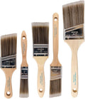 Pro Grade Paint Brushes, 5-Piece Paint Brush Set, Flat & Angle Brushes for Walls, Trim, Cabinets, Interior & Exterior Latex and Oil Paints, Stains