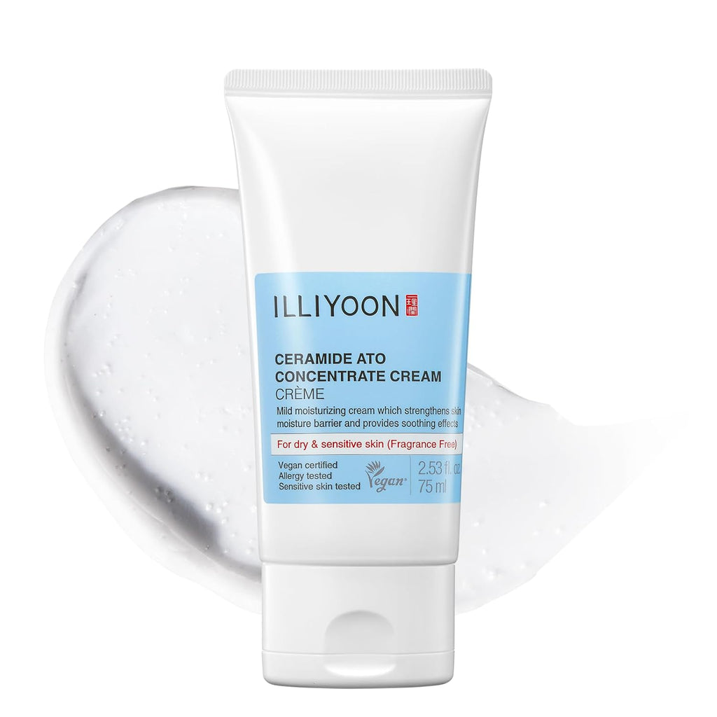 Illiyoon Ceramide Ato Concentrate Cream | Moisturizer for Dry & Sensitive Skin, 100hr Lasting Hydration, For Face & Body, Gentle for Infants, Moisture Barrier Repair, Vegan Certified, 2.53 fl.oz.