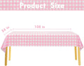 Kesfey 3 Packs Pink Gingham Tablecloth Pink and White Checkered Tablecloths 54 x 108 Inches Disposable Plastic Gingham Tablecovers Waterproof Rectangle Picnic Table Covers for Birthday Party Supplies