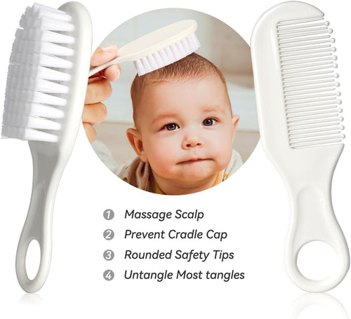 Baby Grooming Kit, Infant Safety Care Set with Hair Brush Comb Nail Clipper Nasal Aspirator,Baby Essentials Kit for Newborn Girls Boys (Grey White)