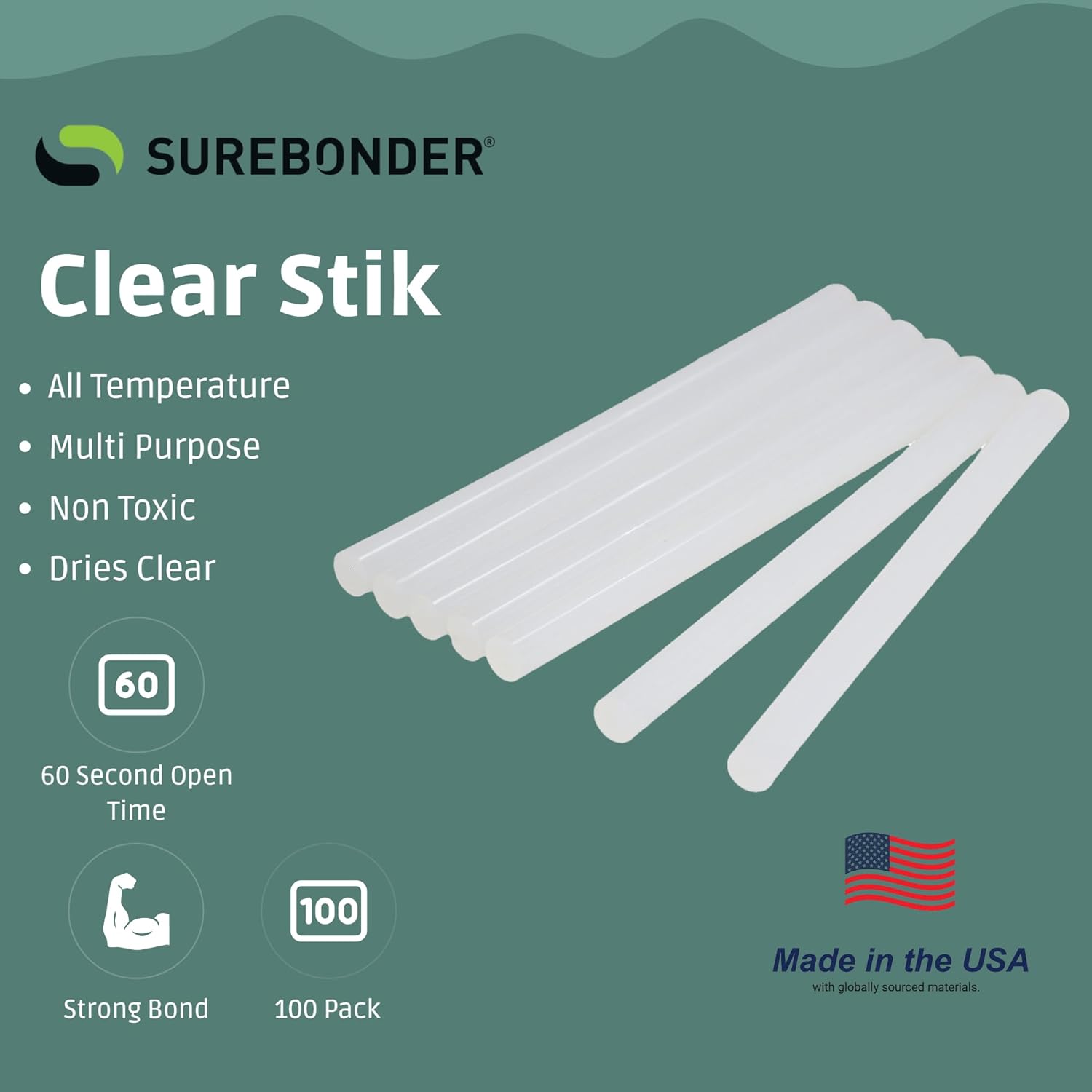 Surebonder DT-100 Mini Size Hot Glue Sticks for Glue Guns 0.27 in. Diameter, 4 in. Length - All Purpose, All Temperature - Great for DIY, Arts, and Crafting - 100 Pack, Clear