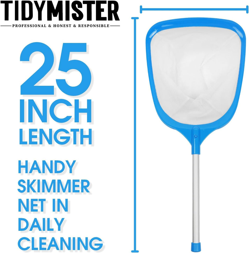TidyMister Hot Tub Skimmer Spa Net with 12'' Aluminum Pole Ultra Fine Mesh Net Handy Leaf Skimmer for Small Above Ground Pools Pick Up Fine Debris Lightweight Net
