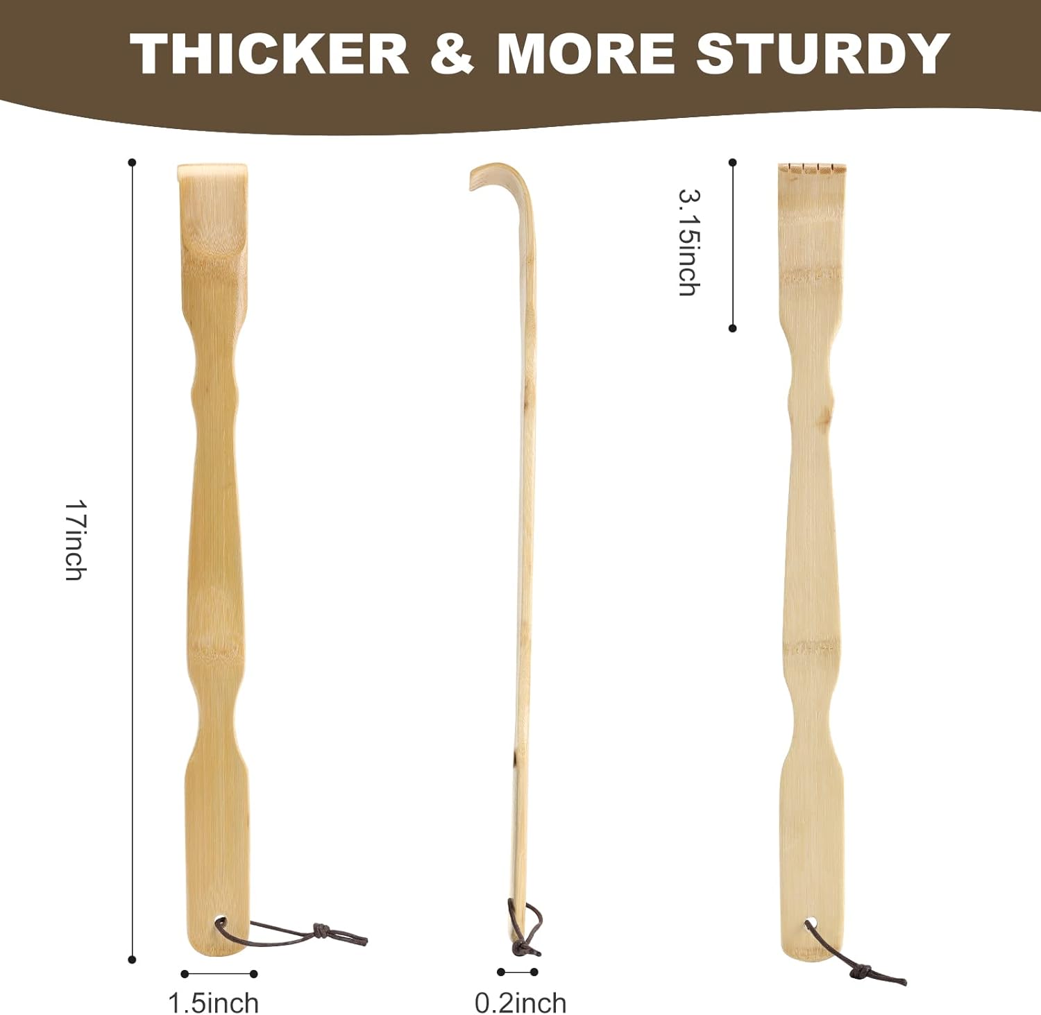 YIMICOO 2 Pack Wooden Bamboo Back Scratcher, 17 Inch Long Handle Back Scratchers for Adults Men Women, with Beautiful Gift Packaging