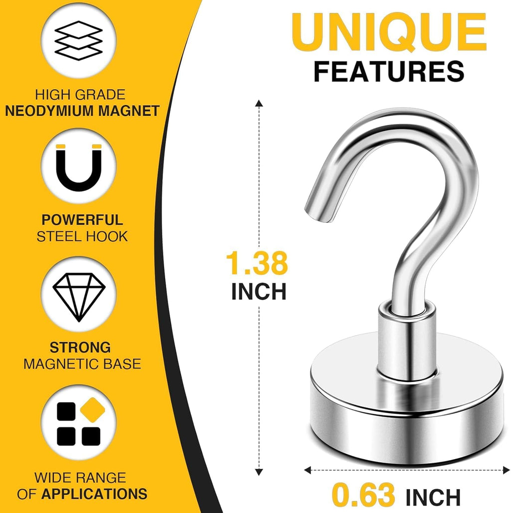 DIYMAG Magnetic Hooks, 30lbs+ Magnet Hook 2026 Cruise Cabin Ship Essentials Heavy Duty Strong Magnets Refrigerator Fridge Hanging for Classroom Beach Vacation Kitchen Grills Home 20 Pack (Silver)