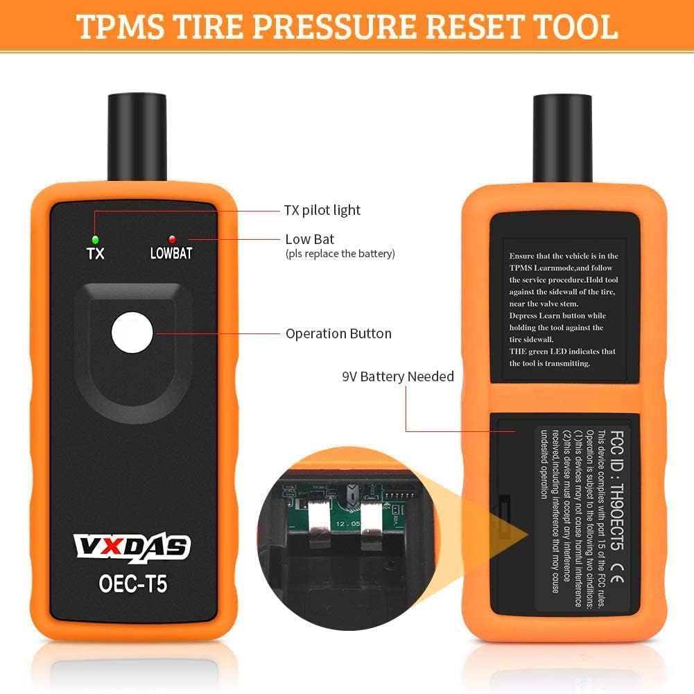 VXDAS TPMS Relearn Tool Only for GM Vehicles (2006-2024 Chevy/Buick/GMC/Opel/Cadillac) Original Sensor with 315/433 MHz, Tire Sensors Pressure Monitor System Reset Tool OEC-T5-2025 Edition
