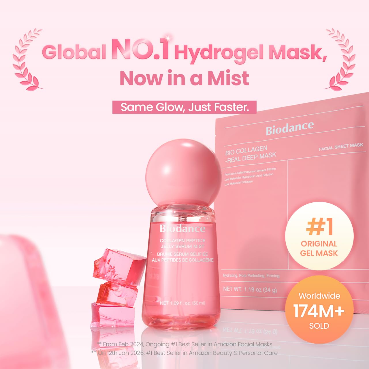 BIODANCE Collagen Peptides Jelly Serum Mist, Hydrating Face Mist, Plumping, Anti-Aging Face Spray, Sprayable Hydrogel, Travel Essentials & Self Care Gifts for Women, Korean Skin Care | 1.69 fl.oz