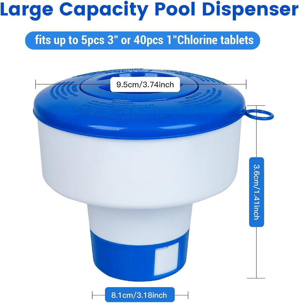 Pool Chlorine Floater for Pools Fits 3" Tablets,7" Diameter Chlorine Tablet Floater with Adjustable Flow Vents Balanced Chemical Dispenser for hot tub/Spa（Collapsible）