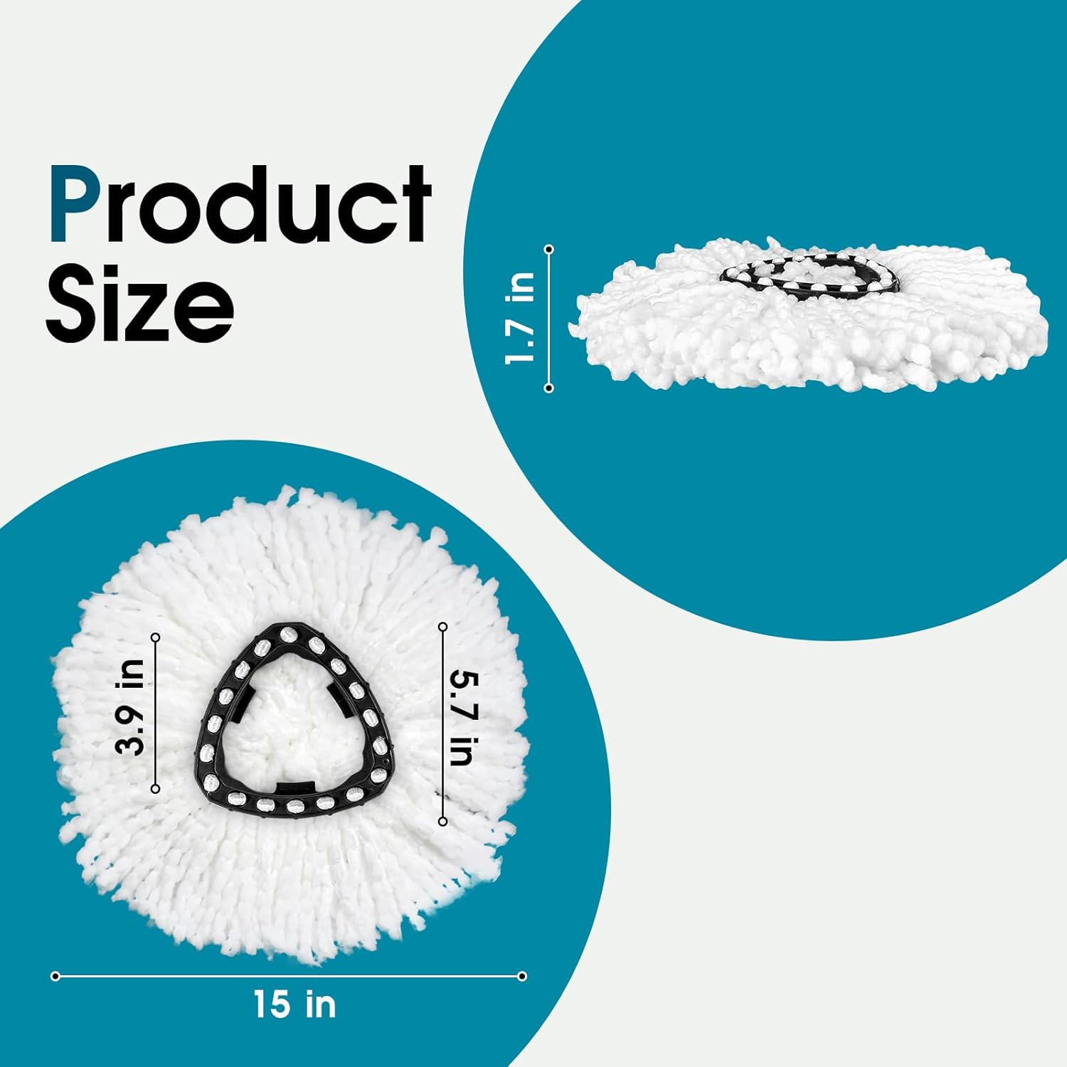 4 Pack Mop Head Replacement Compatible with O Cedar Triangle Swivel Mops,Spin Mop Replacement Head 100% Microfiber,Deep Cleaning,EPSUNORISE Compatible with O Cedar Mops(White)