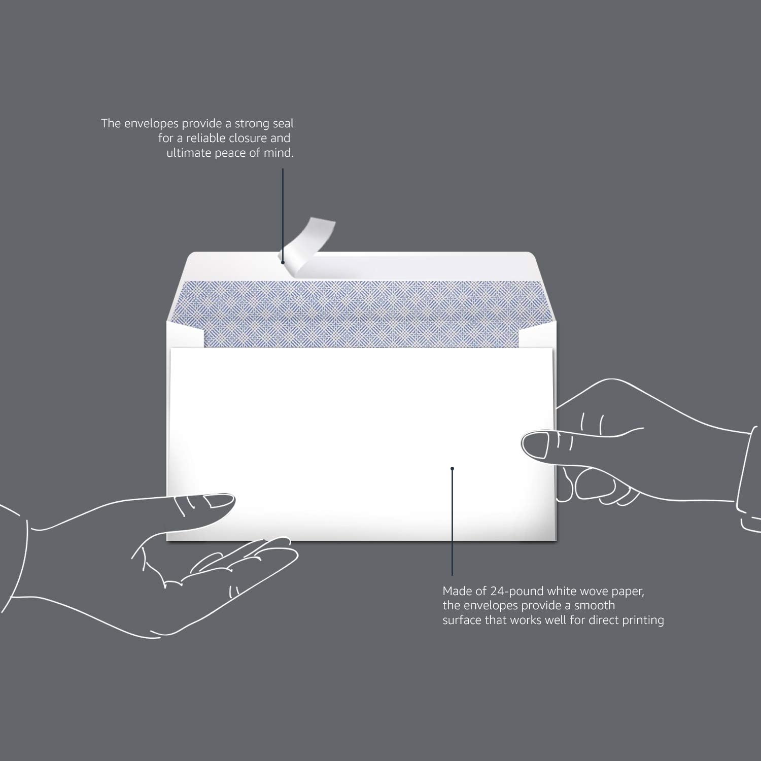 Amazon Basics #6 3/4 Security-Tinted Self-Seal Envelopes for Home & Office, White, 100-Pack