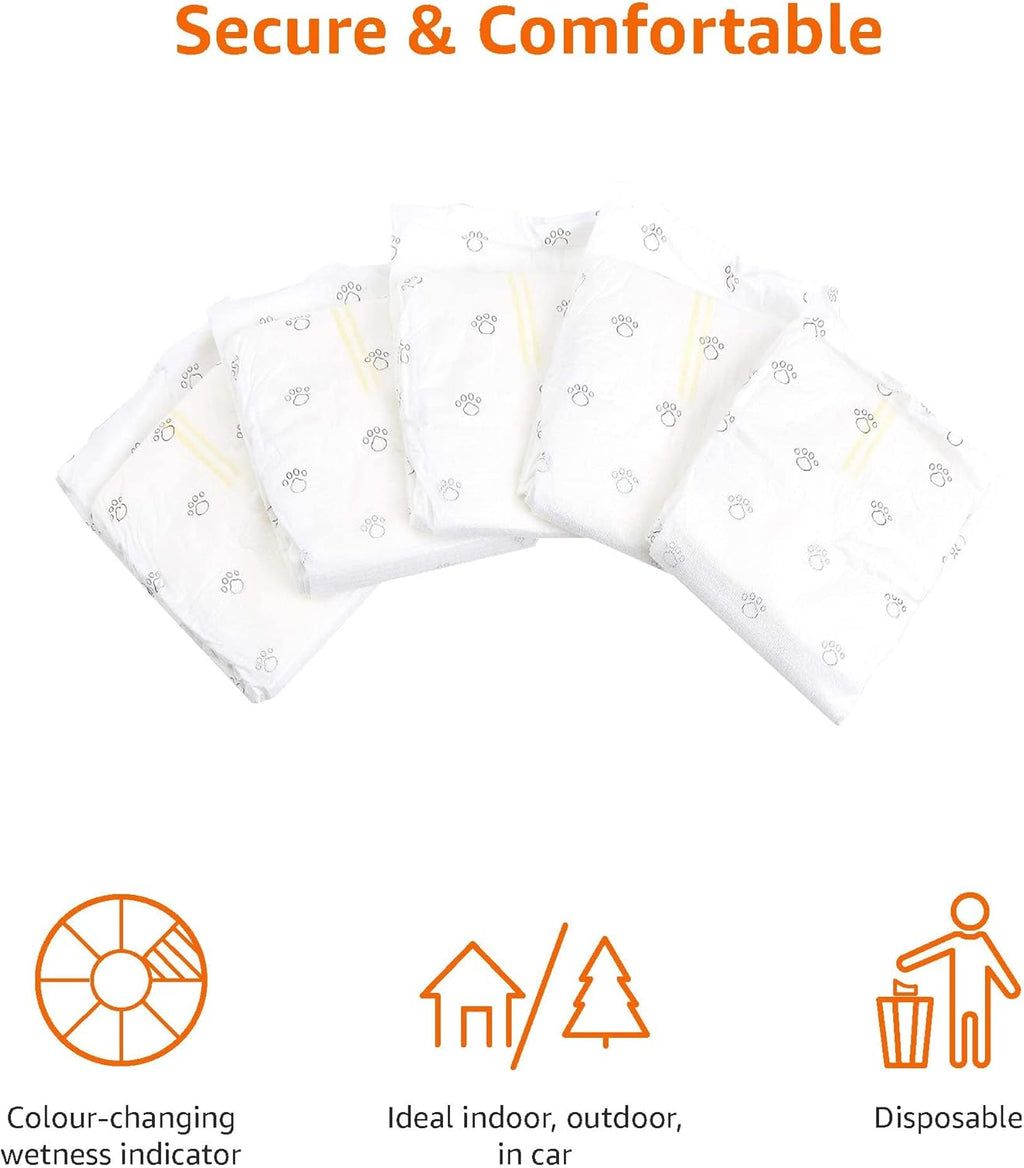 Amazon Basics Absorbent, Leakproof Male Dog Wrap Disposable Diapers with Wetness Indicator, Breathable, Small, White, 50-Pack