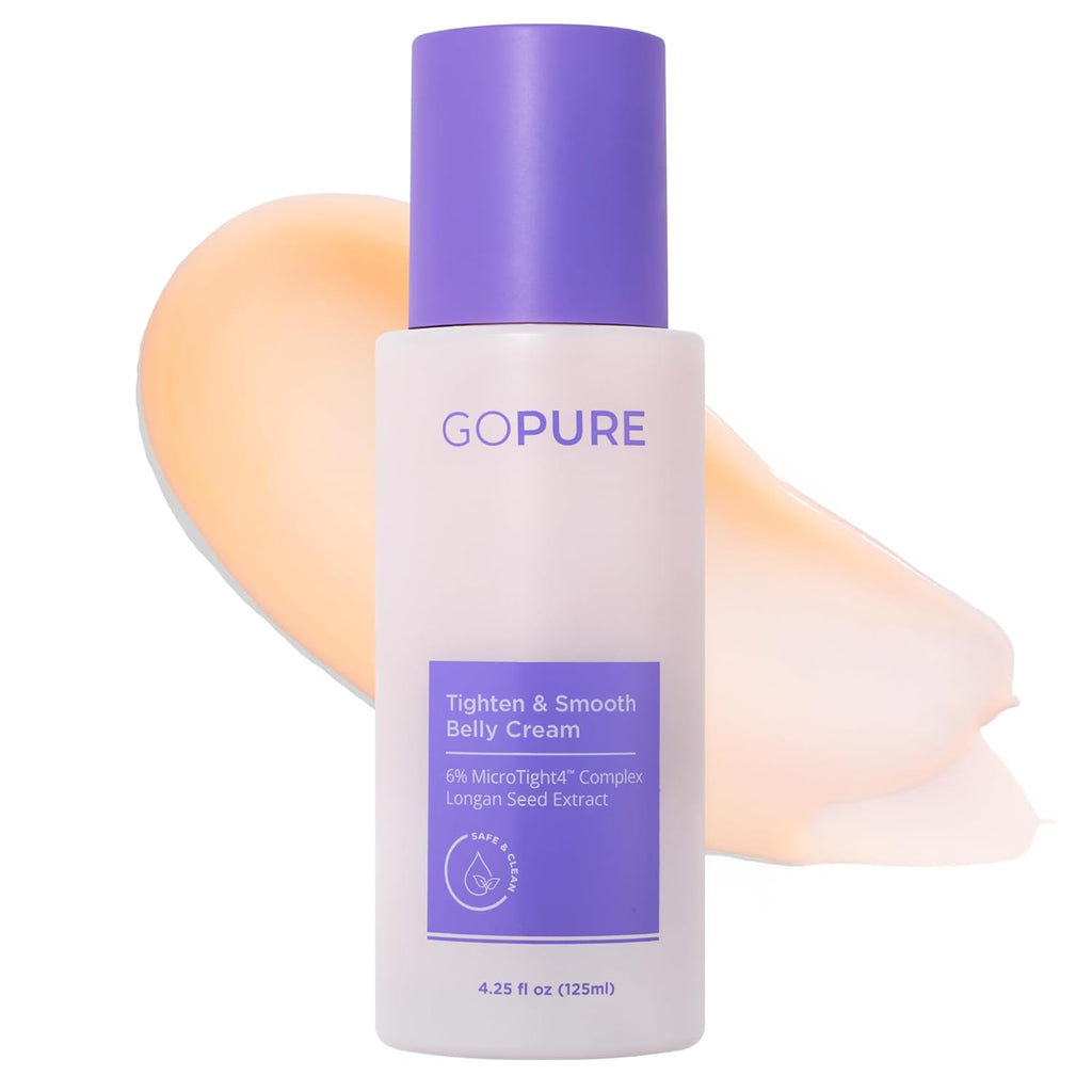 goPure Firming Belly Cream - Dermatologist-Developed Moisturizer with MicroTight4 Complex - Green Microalgae, Longan Seed, Copper Tripeptide-1 - Quick Absorbing for Smooth, Firmer-Looking Skin