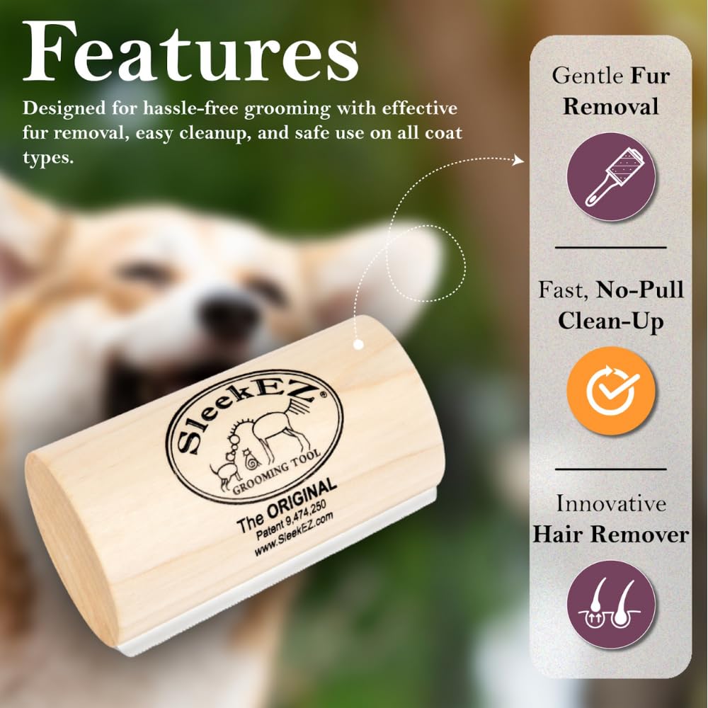 SleekEZ Dog Brush for Shedding & Dog Grooming Supplies | Pet Hair Removal Tool | Great For All Fur Types | For Short, Medium, & Long Hair Pets | Reduces Shedding by 95% | Made in USA | 5 inch