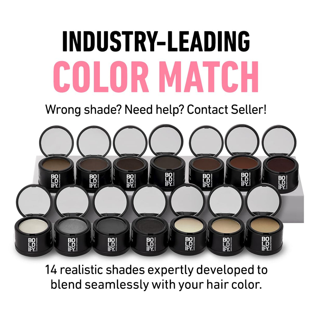 BOLDIFY Hairline Powder - Water-Resistant Root Touch Up Hair Color for Gray Coverage - 24-Hour Stain-Proof, Mess-Free Hair Powder for Thinning Hair - Dark Brown