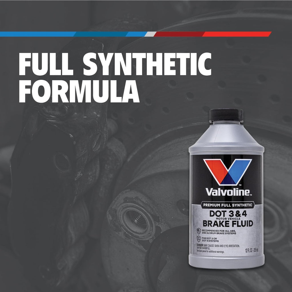 Valvoline DOT 3 & 4 Synthetic Brake Fluid with High Boiling Point, Corrosion Protection, Vapor Lock Resistance, Compatible with ABS, Disc and Drum Brake Systems, 32oz